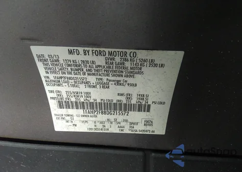 2013 Ford Taurus Limited z USA, uszkodzony, nr VIN 1FAHP2F88DG215572